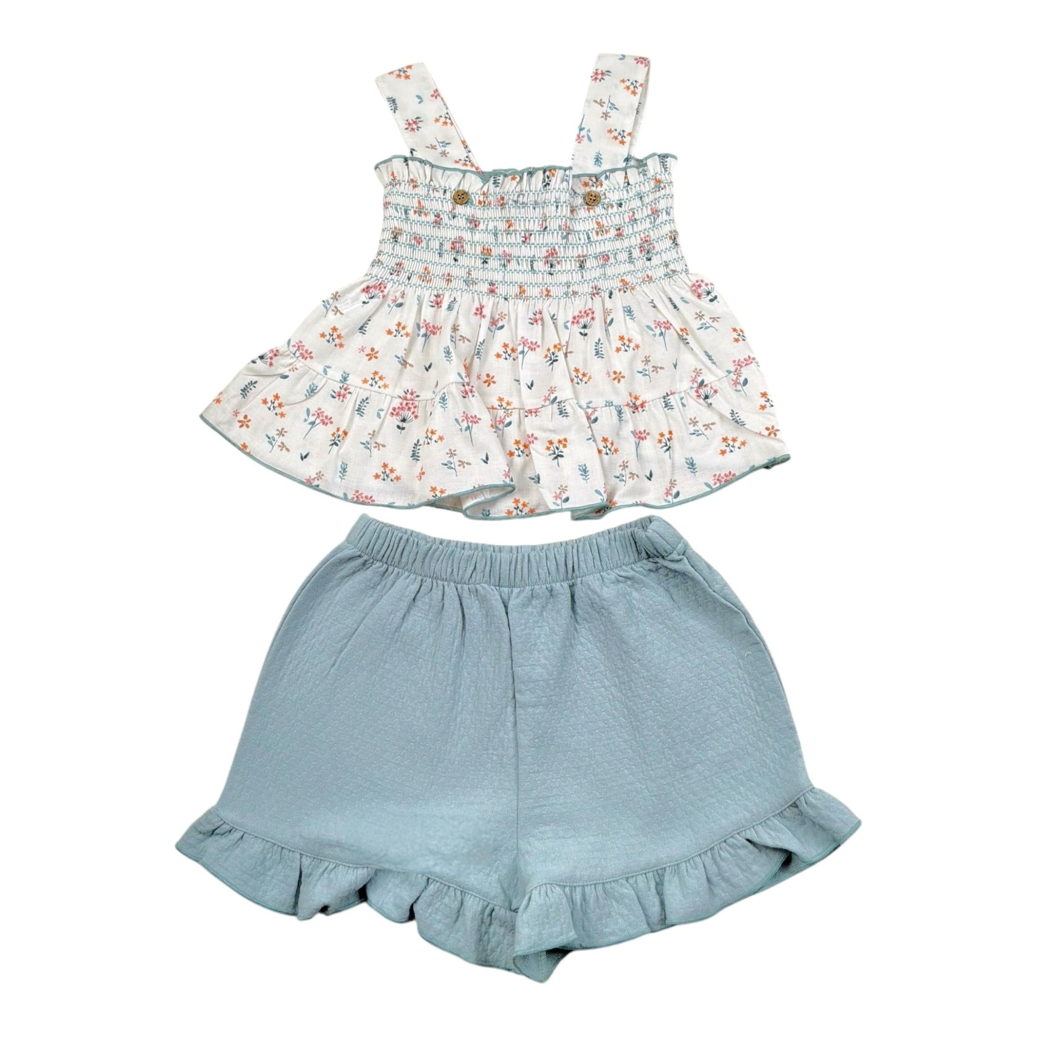 Babidu Completo 2 Pezzi Top-Short Bicolore  per Bambina 42408 BIANCO/VERDE BABIDU 
