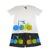 Diadora Completo T-Shirt-Bermuda Bicolore Bianco/Nero Per Bambino