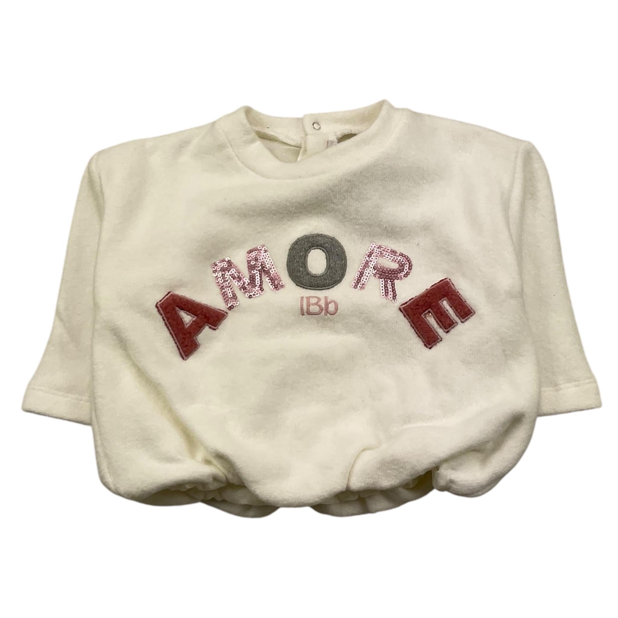 LE BEBE' felpa chiusa girocollo tinta unita con stampa paillettata Panna per Neonata LBG6013 PANNA LE BEBE' 