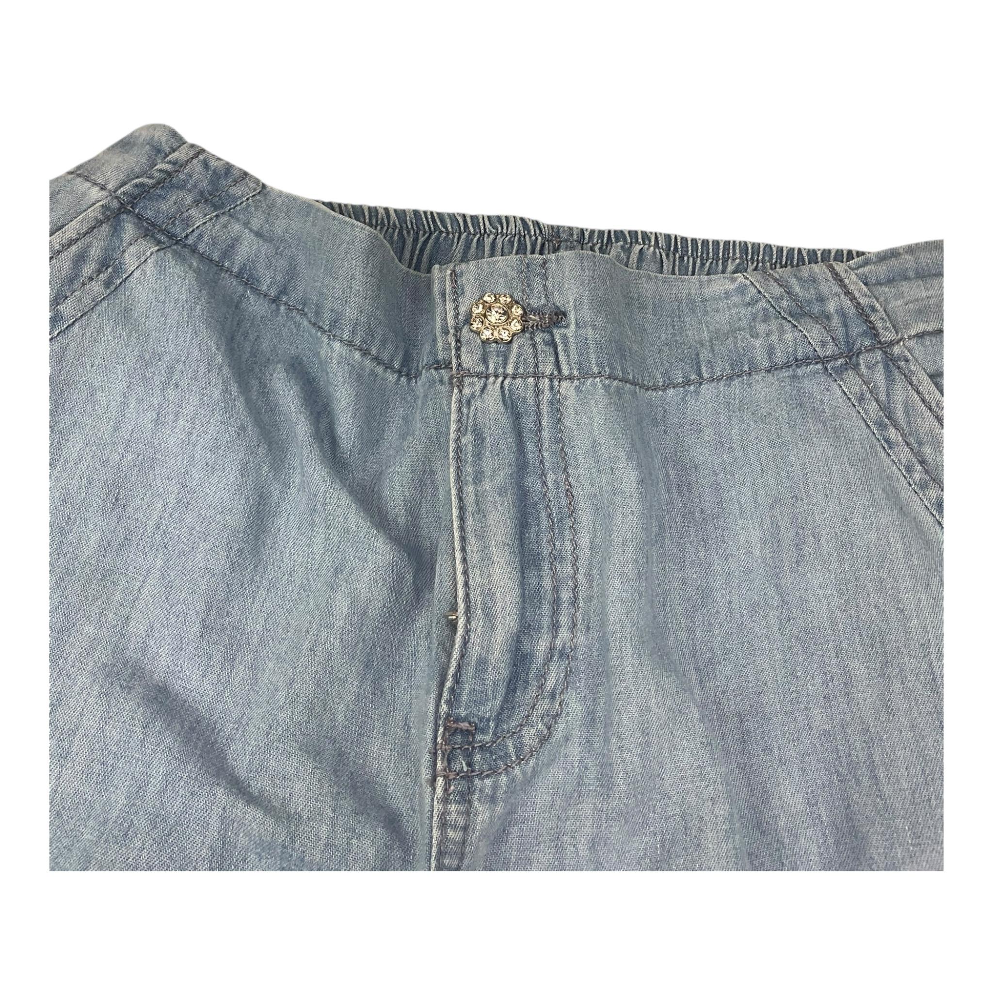 Liu Jo Pantalone Tinta Unita In Denim con Elastico In Vita per Bambina GA5109 AZZURRO LIU JO 