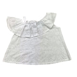 Lalalu' Top Tinta Unita con Ricami e Rouches Bianco per Bambina