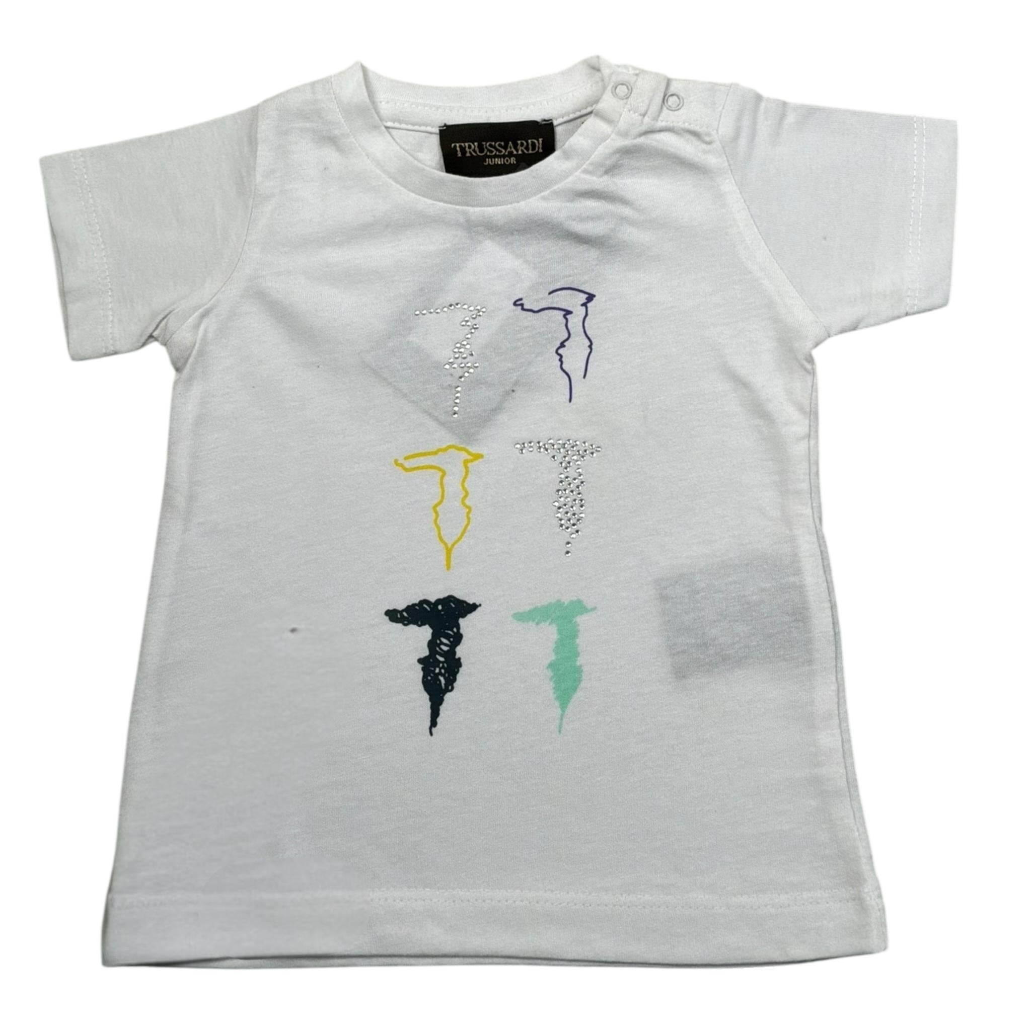 Trussardi T-Shirt Girocollo Tinta Unita con Stampa per Neonata TIP21107 BIANCO TRUSSARDI 