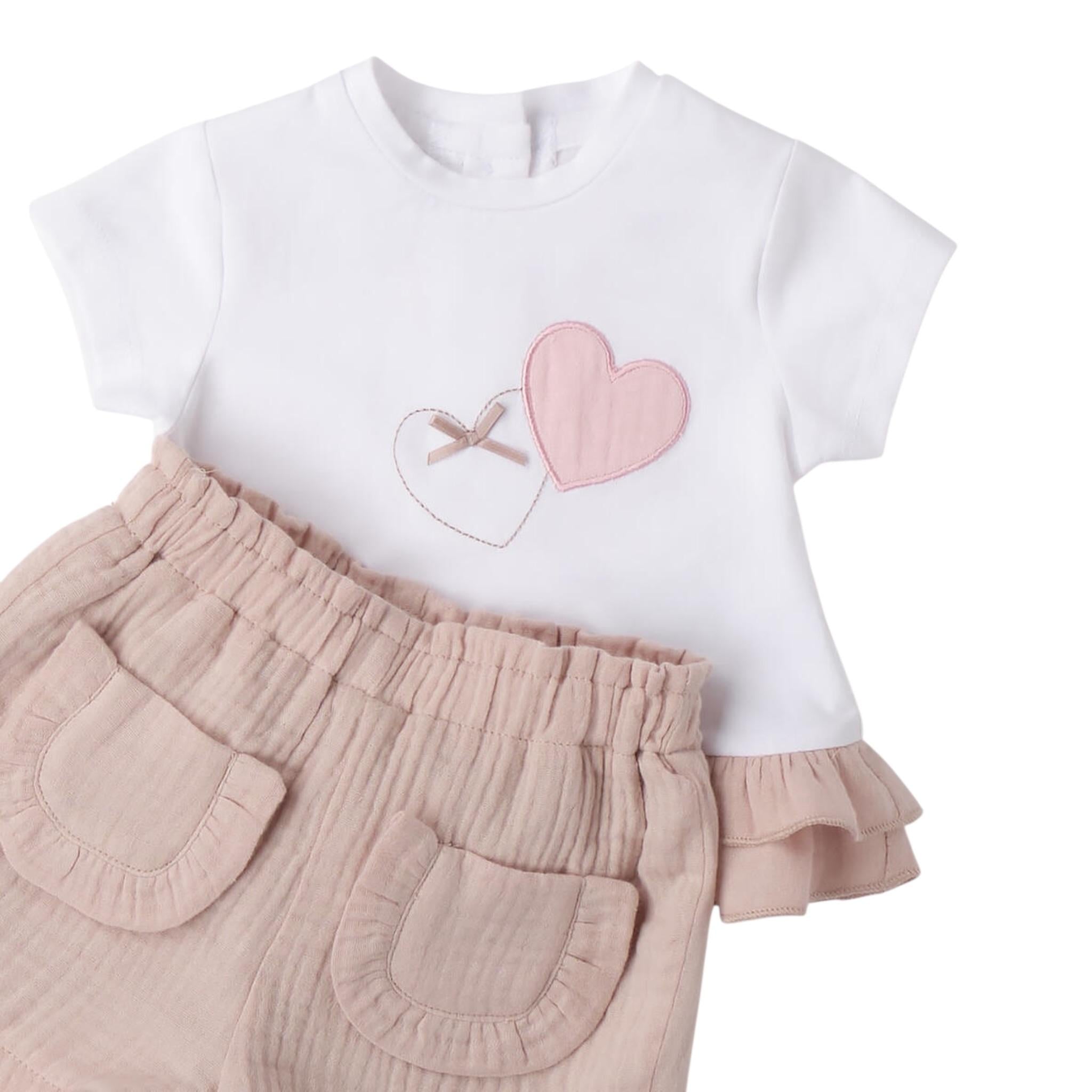 Mini Banda Completo 2 Pezzi T-Shirt-Short per Neonata 3B788 BIANCO MINI BANDA 