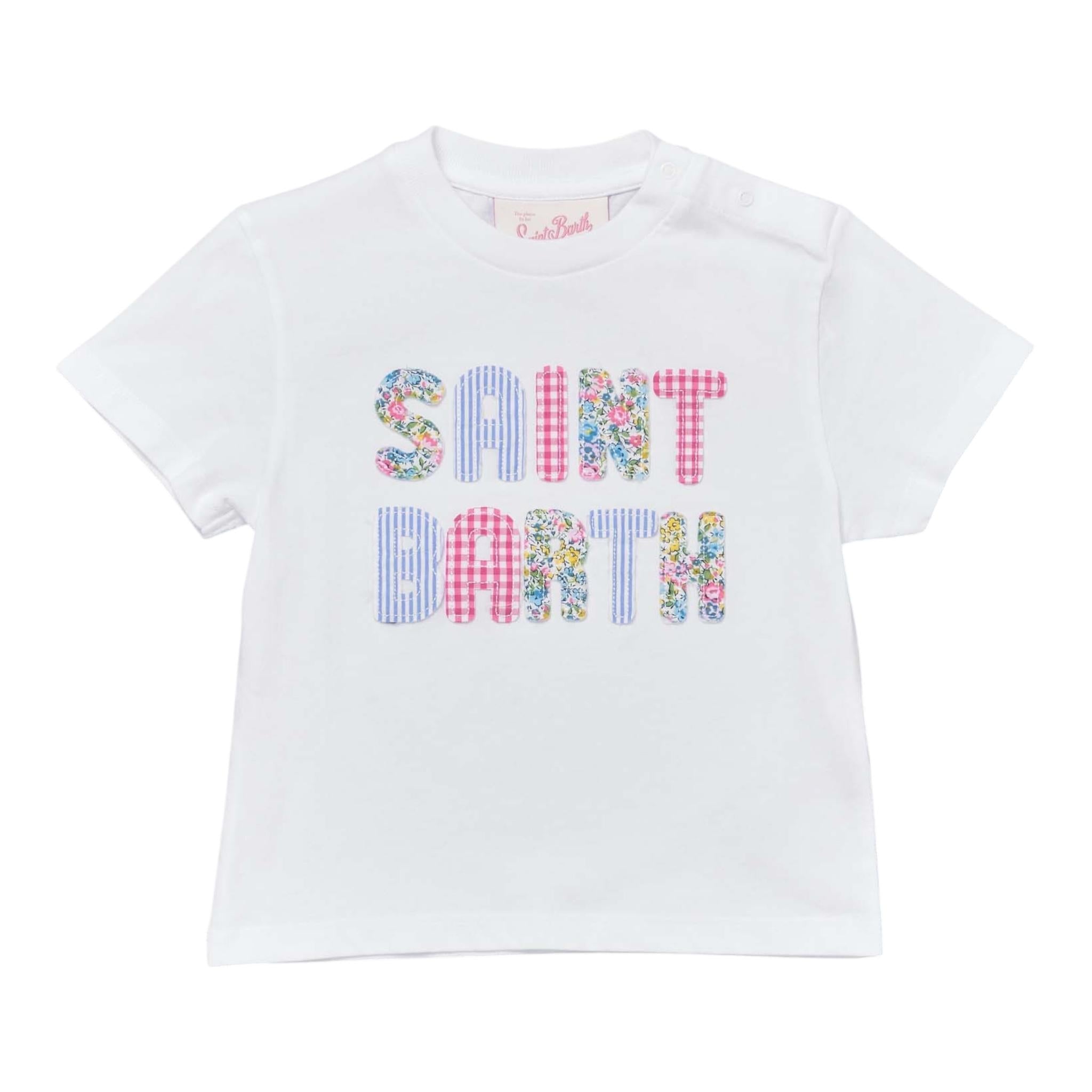 Saint Barth T-Shirt Tinta Unita Girocollo con Stampa per Bambina ELLY00011 BIANCO SAINT BARTH 