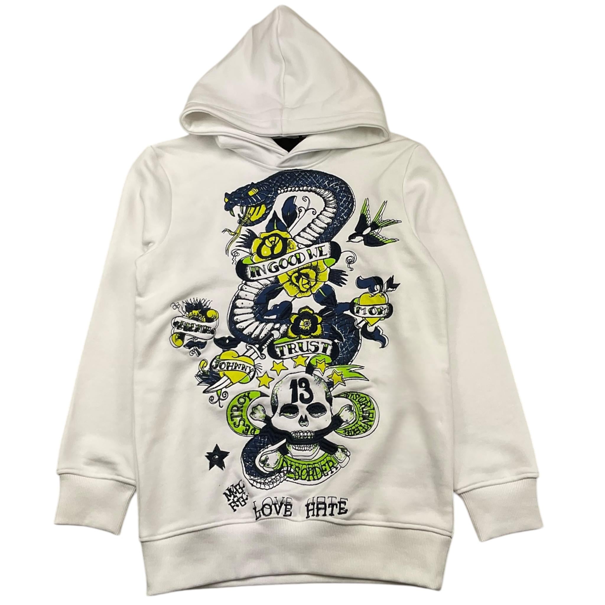 JOHN RICHMOND felpa chiusa con cappuccio tinta unita con stampa in contrasto Bianco per Bambino RBA25209FE BIANCO JOHN RICHMOND 