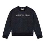 MICHAEL KORS felpa girocollo tinta unita con stampa Blu per Neonata R30149N BLU MICHAEL KORS 