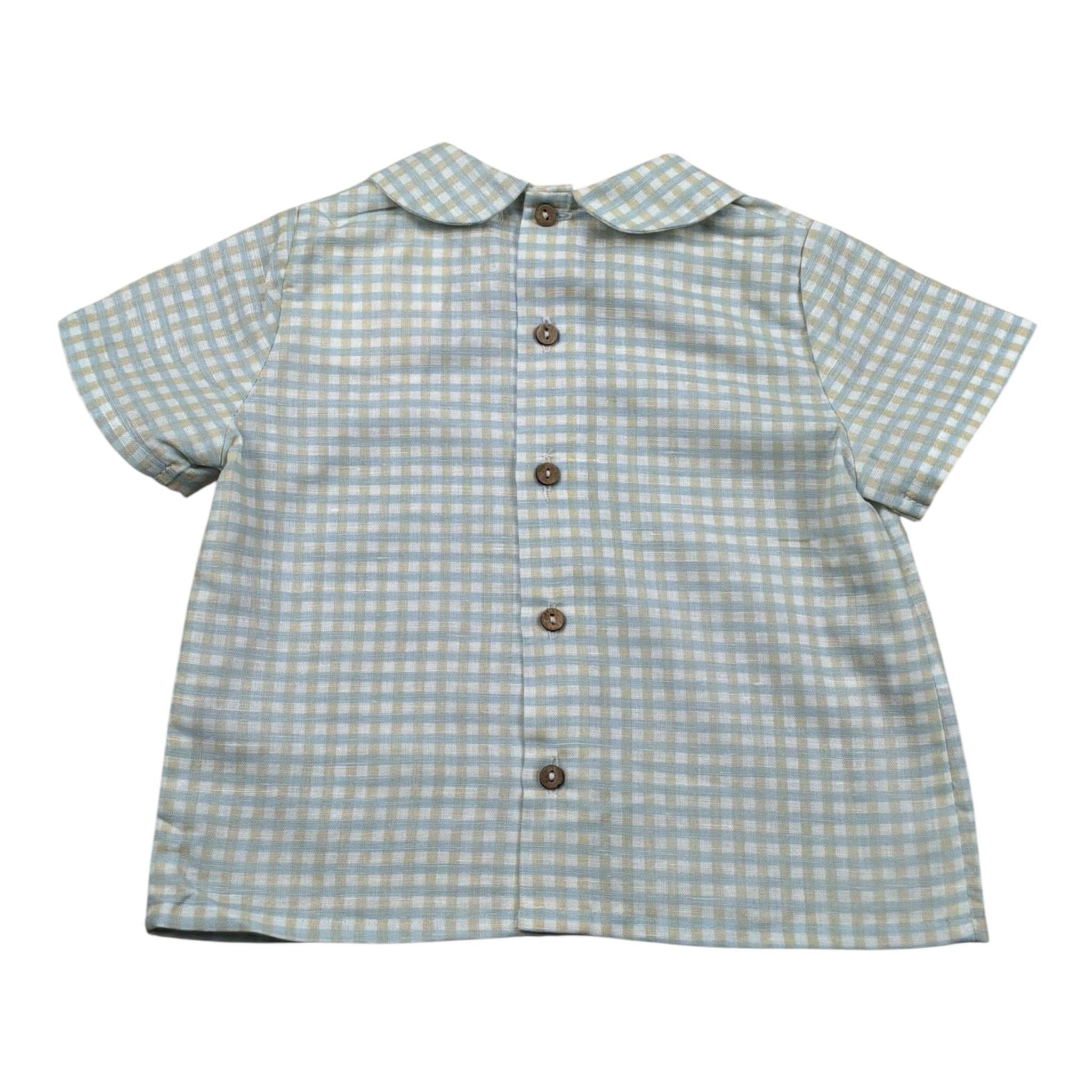 Pangasa Camicia Tinta Unita con Fantasia A Quadri per Neonato 2582303 BIANCO PANGASA 