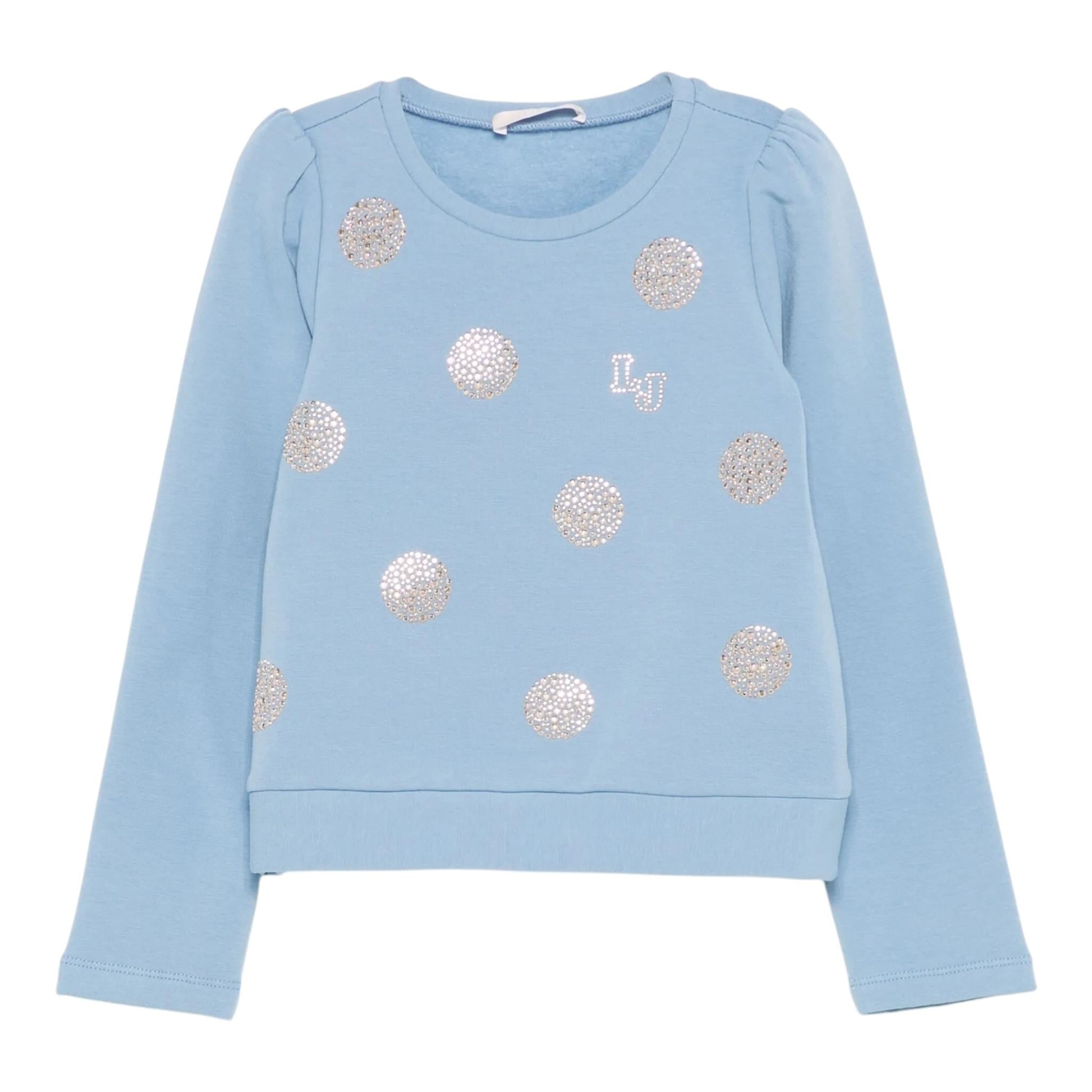 LIU JO felpa chiusa girocollo tnta unita con brillantini Azzurro per Bambina KF4108J AZZURRO LIU JO 