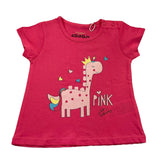 Losan T-Shirt Girocollo Tinta Unita con Stampa In Contrasto Rosa per Neonata