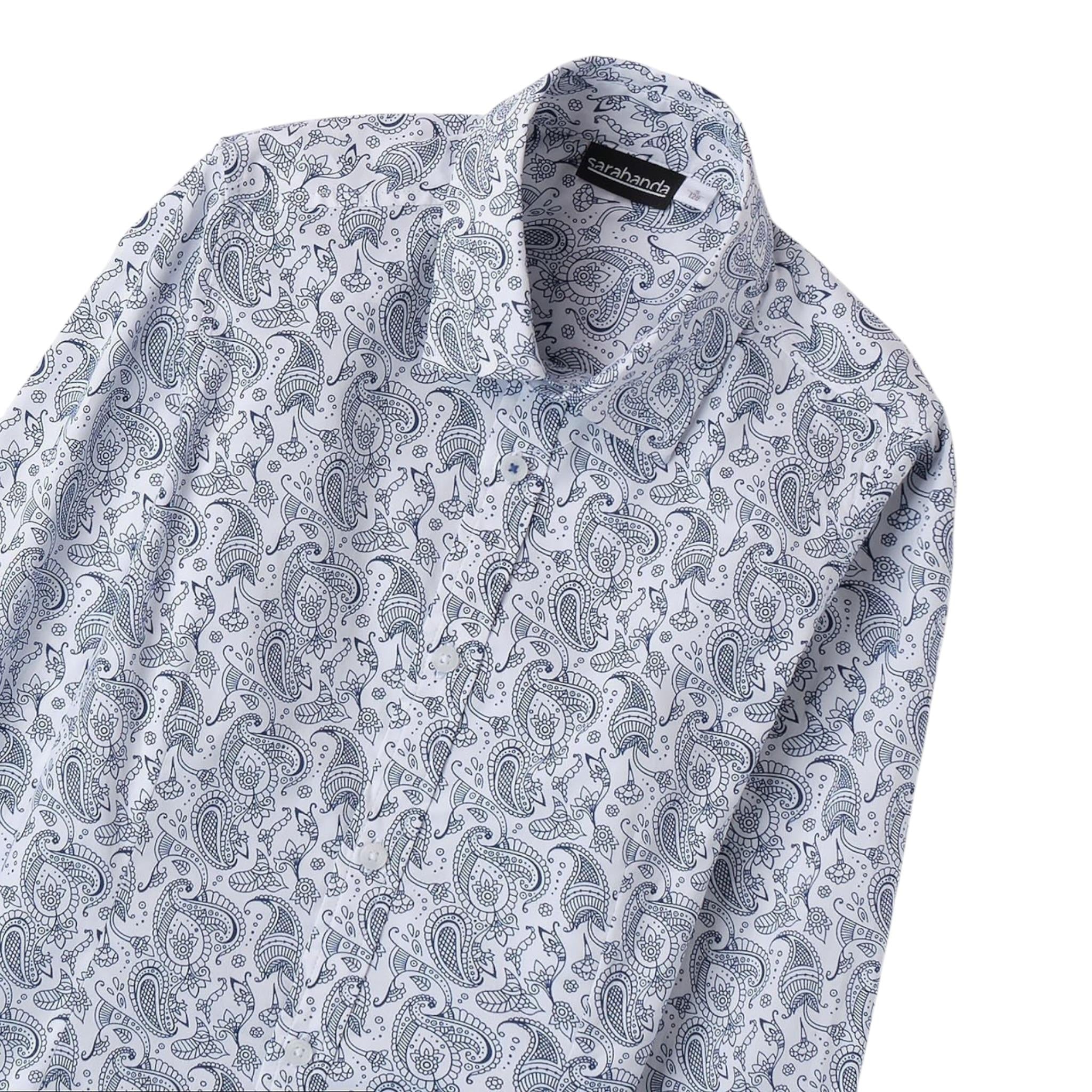 Sarabanda Camicia Manica Lunga Tinta Unita Stampa Fantasia per Bambino 08603 BIANCO SARABANDA 