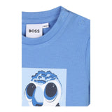 Boss T-Shirt Girocollo Tinta Unita con Stampa per Neonato J52110 AZZURRO BOSS 