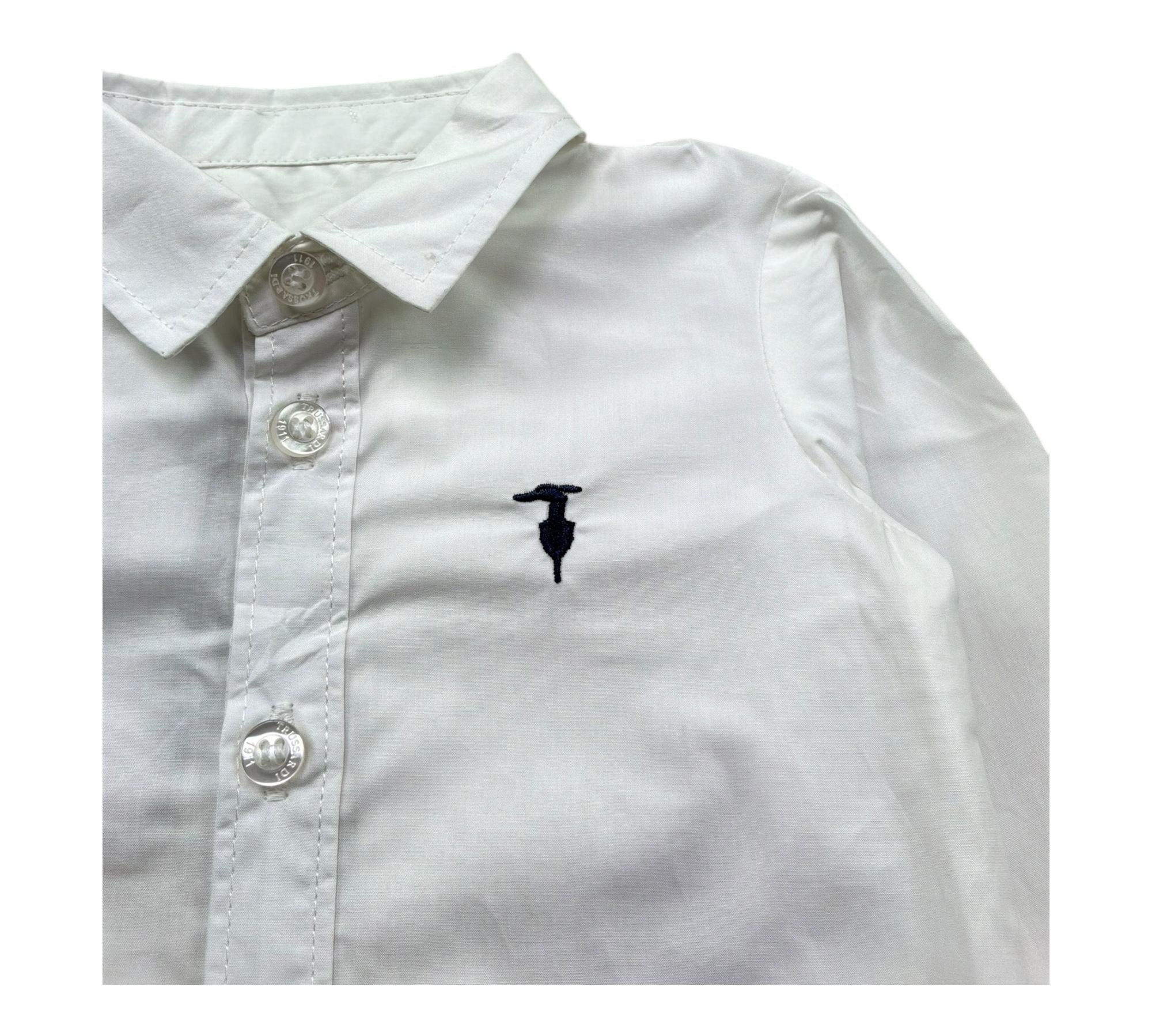 Trussardi Camicia Manica Lunga Tinta Unita con Logo per Neonato TIP26145CA BIANCO TRUSSARDI 