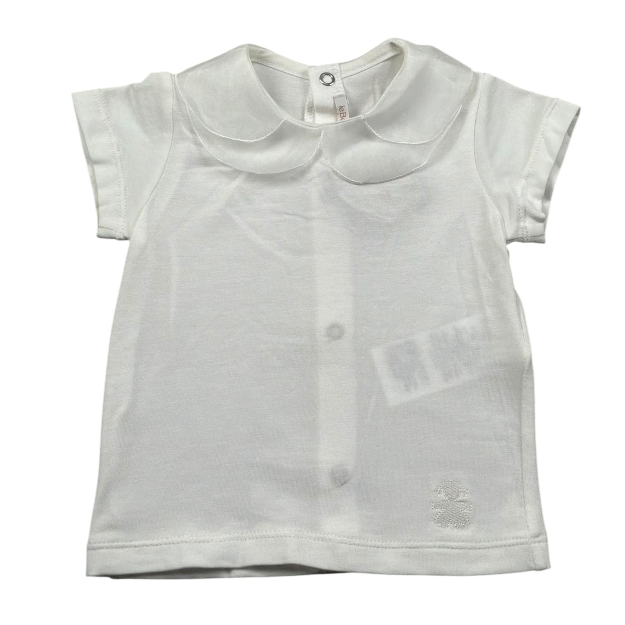 Le Bebe T-Shirt Tinta Unita con Colletto per Neonata LBG5835 BIANCO LE BEBE 