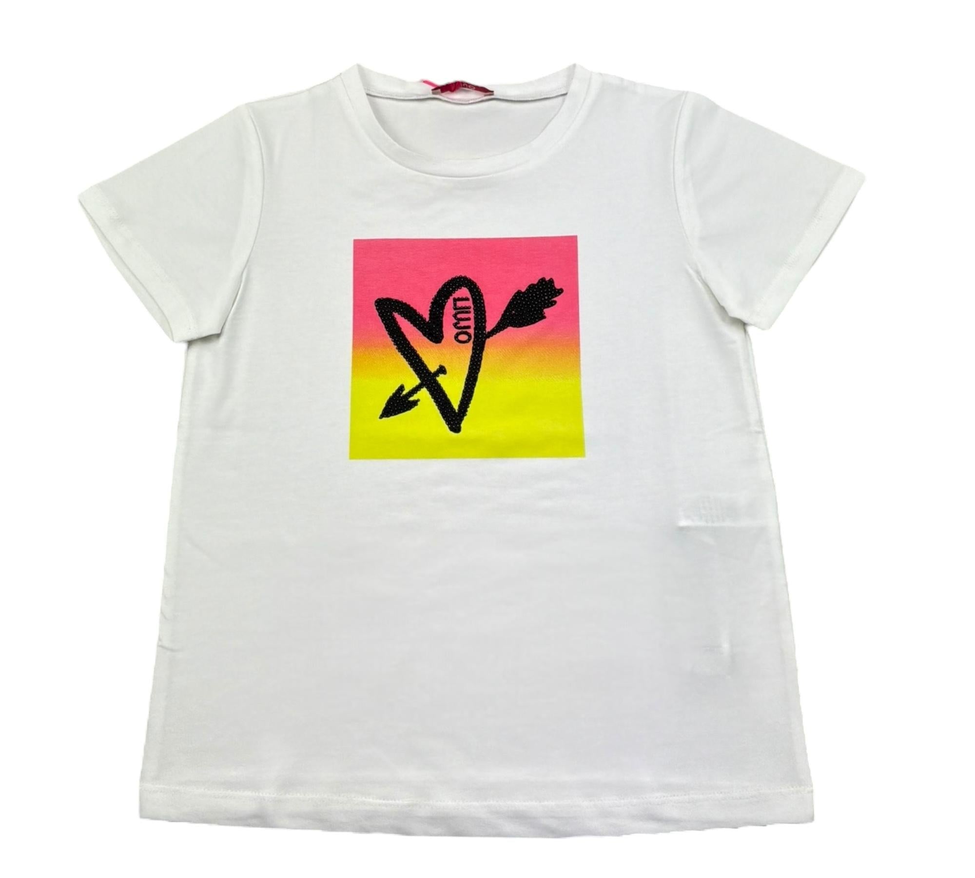 Liu Jo T-Shirt Girocollo Tinta Unita con Logo per Bambina GA5020 BIANCO LIU JO 