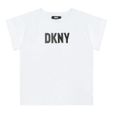 Balmain T-Shirt Tinta Unita Girocollo Con Stampa Logo Bianco Per Bambina