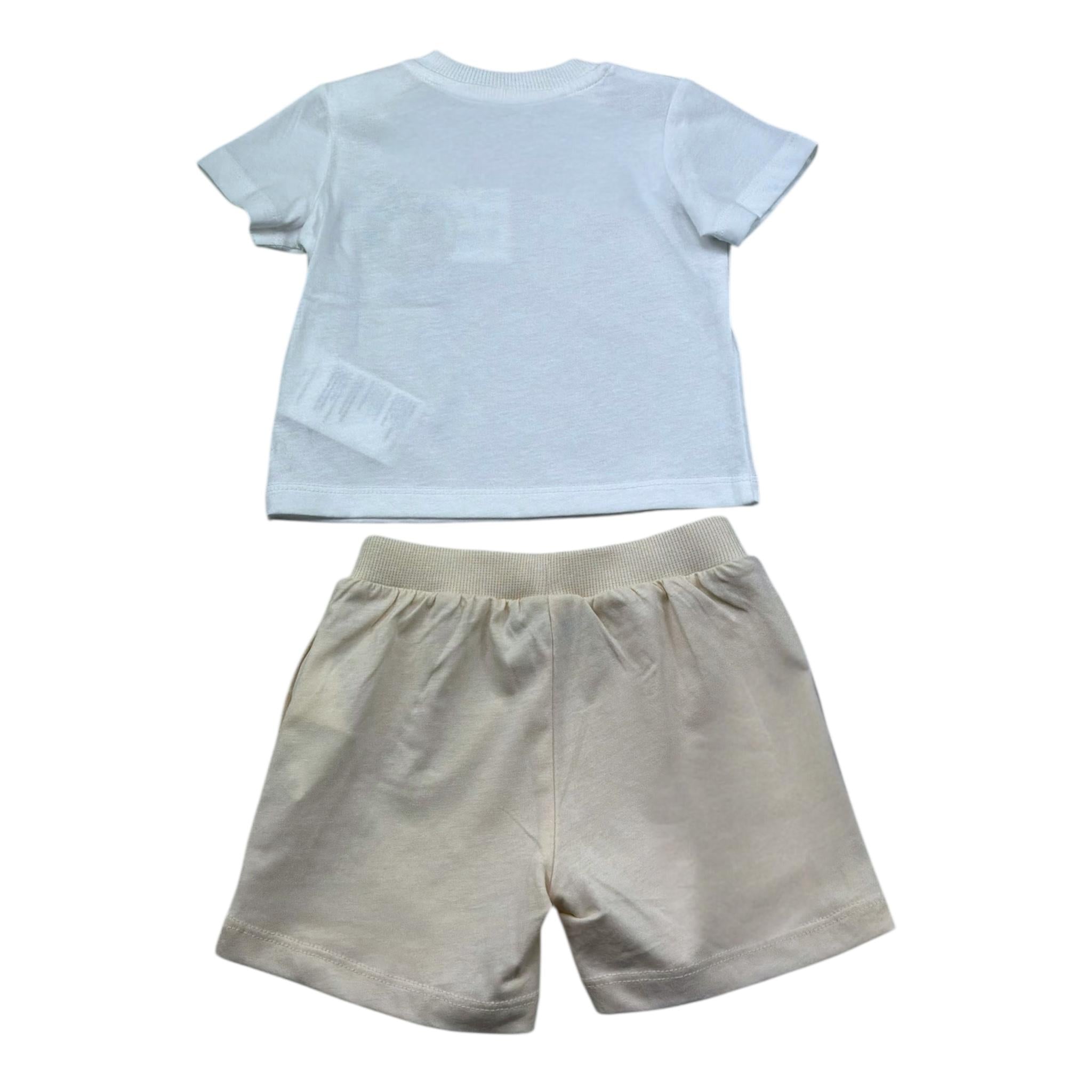 Moschino Completo 2 Pezzi T-Shirt-Bermuda Tinta Unita con Stampa per Neonato M6G00M BIANCO/BEIGE MOSCHINO 