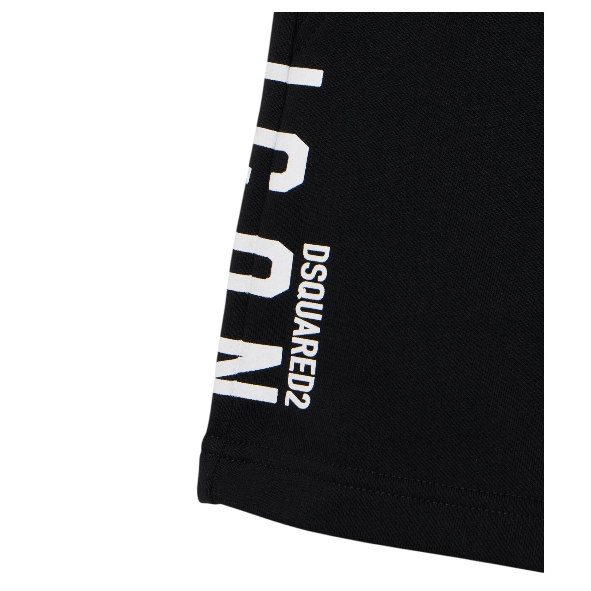 Dsquared2 Bermuda In Tuta Tinta Unita con Stampa per Bambino DQ2930 NERO DSQUARED2 