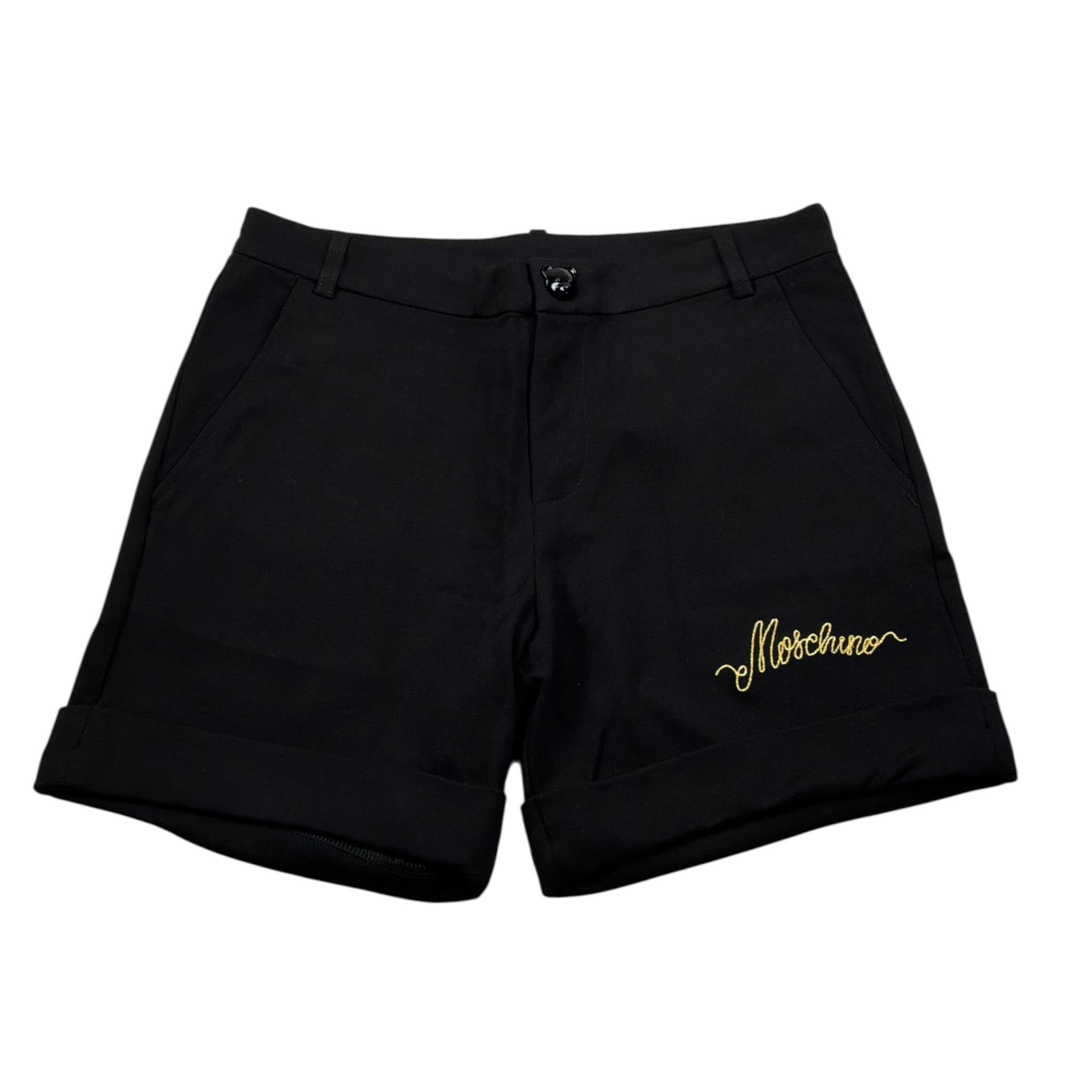 Moschino Short tinta unita con Stampa Logo Nero per Bambina HDQ011 NERO MOSCHINO 