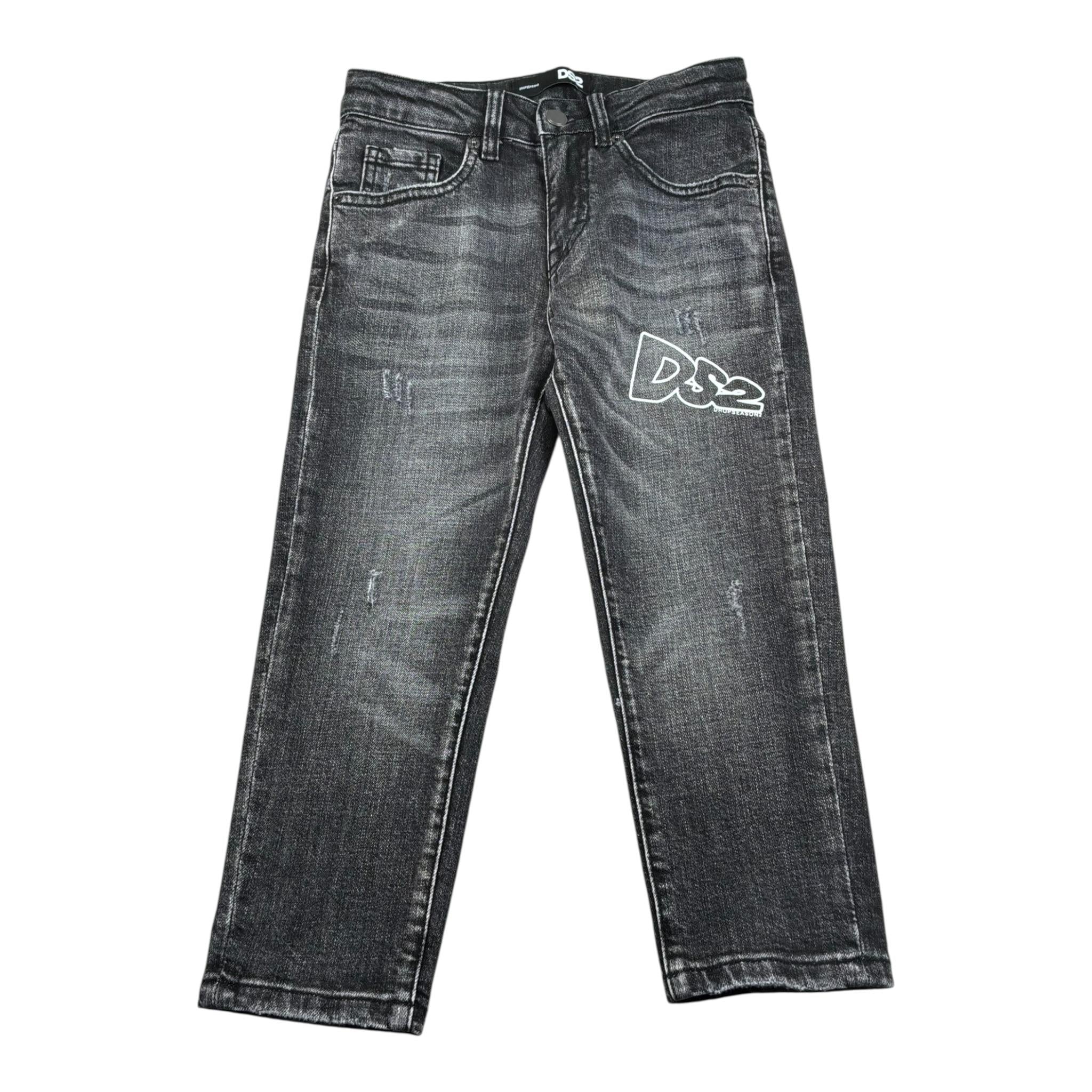 Dropseason2 Jeans Tinta Unita con Logo per Bambino SS25K012 NERO DROPSEASON2 