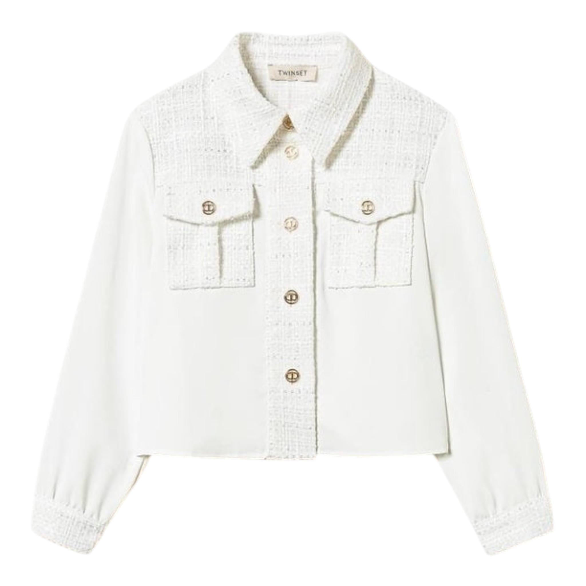 Twinset Camicia Tinta Unita con Tasche per Bambina 251GJ2QQ1 BIANCO TWINSET 