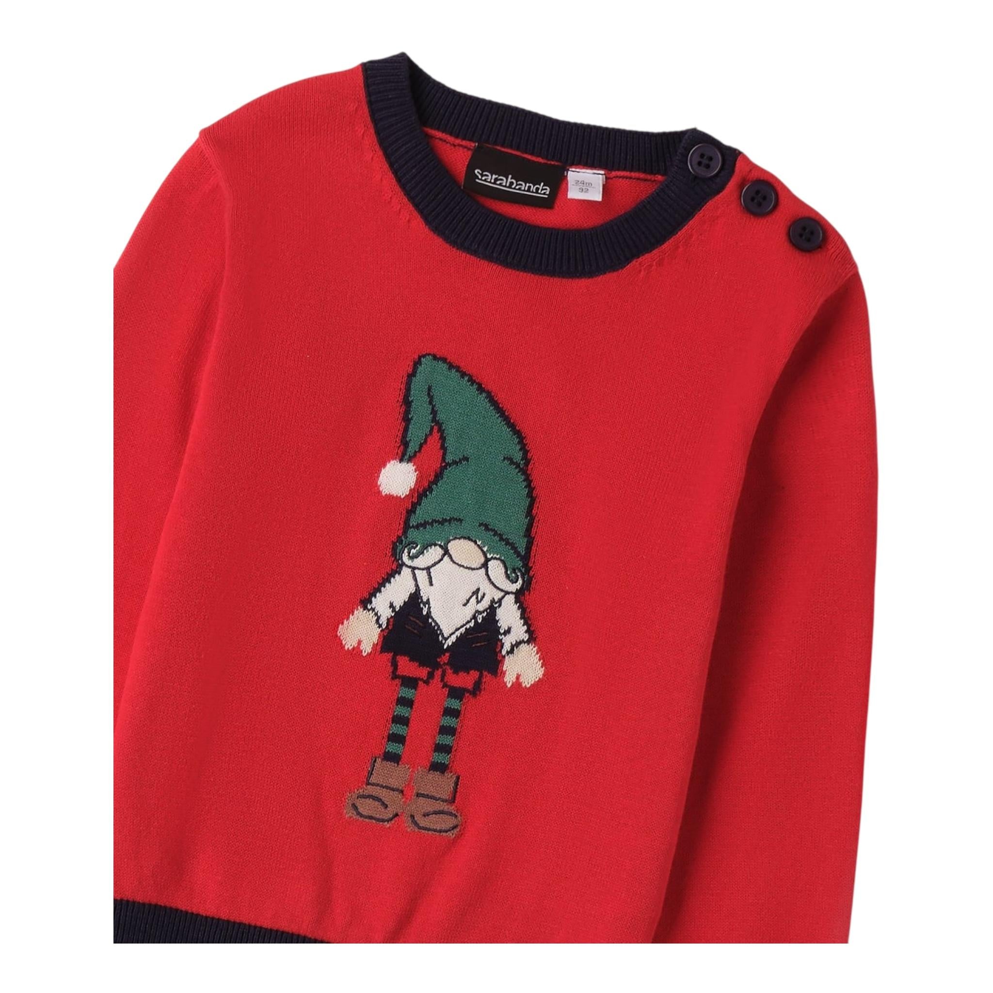 MINI BANDA maglia tinta unita con stampa gnomo Rosso per Neonato 0A110 ROSSO MINI BANDA 