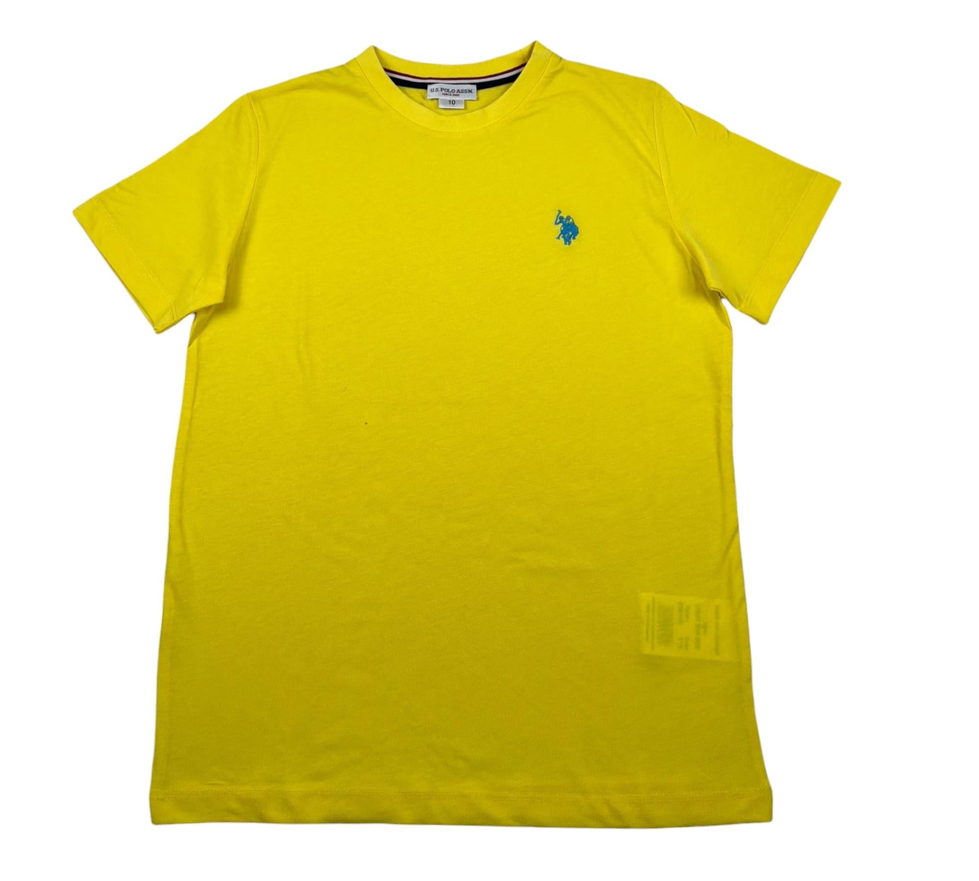 U.S. Polo Assn T-Shirt Girocollo Tinta Unita con Logo per Bambino US41554J GIALLO U.S. POLO ASSN 