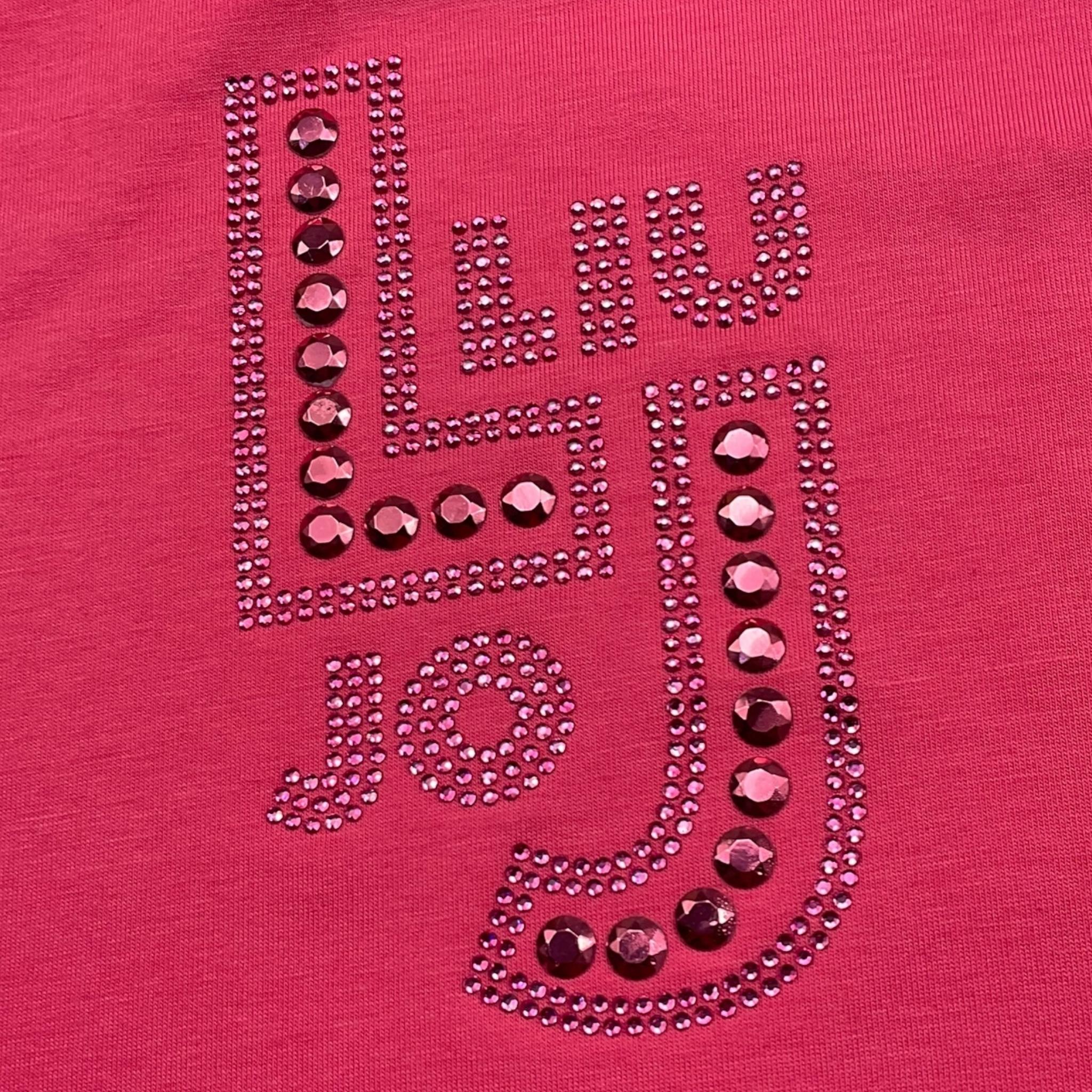 Liu Jo T-Shirt Girocollo Tinta Unita con Brillantini per Bambina GA5119 FUXIA LIU JO 