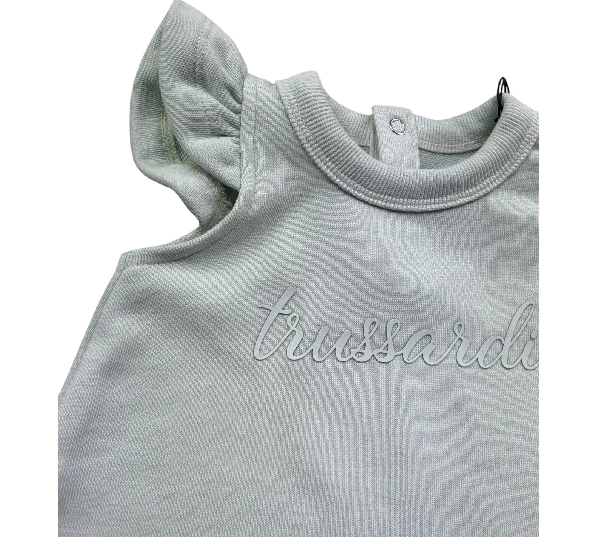 Trussardi Abito Giromanica Tinta Unita con Logo per Neonata TIP26021VE VERDE ACQUA TRUSSARDI 