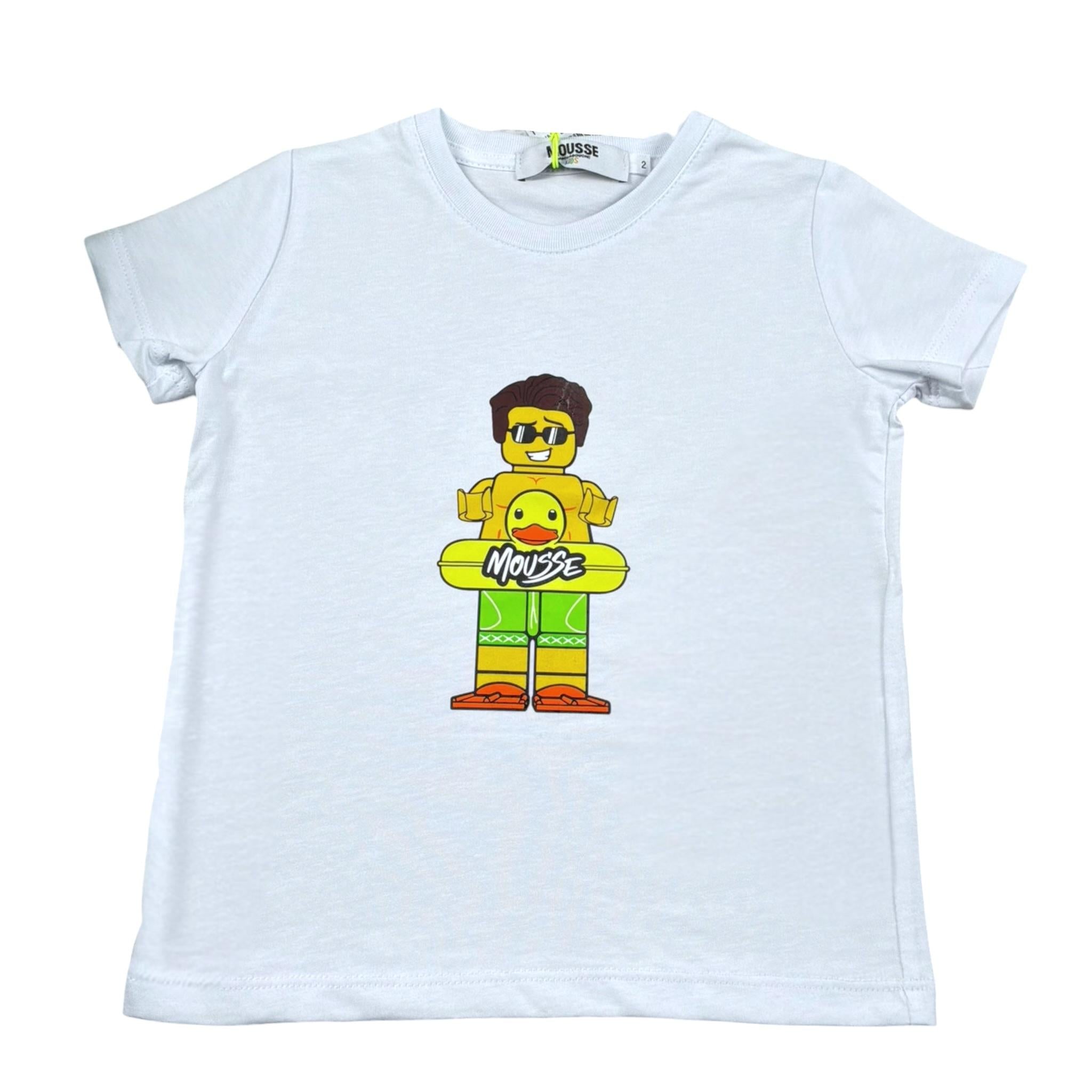 Mousse T-Shirt Girocollo Tinta Unita con Stampa per Neonato DINOBEACHXN BIANCO MOUSSE 