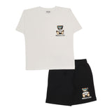 Moschino Completo 2 Pezzi T-Shirt-Bermuda  per Bambino HUG00R BIANCO/NERO MOSCHINO 