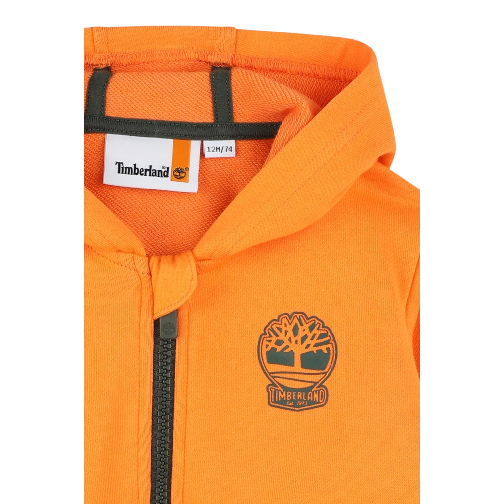 Timberland Felpa Tinta Unita con Zip E Cappuccio per Neonato T60487NX ARANCIONE TIMBERLAND 