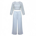 Sarabanda Completo 3 Pezzi Maglia-Top-Pantalone Tinta Unita per Bambina 0B495X BIANCO SARABANDA 