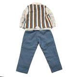 Marlu' Completo 5 Pezzi Camicia-Panciotto-Papillon-Pantaloni Azzurro Per Neonato