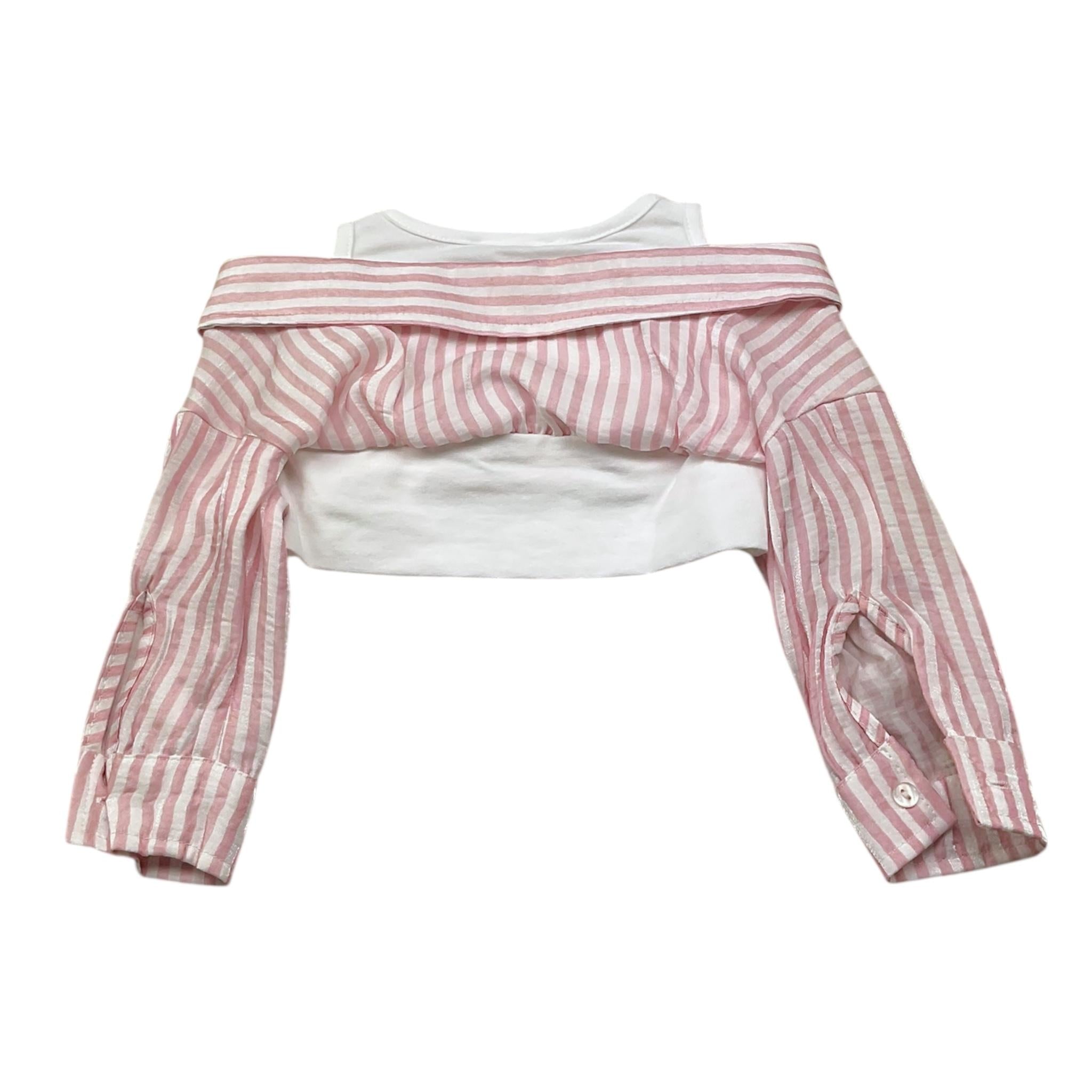 U+È Top Canotta-Camicia Bicolore per Neonata UE1781 BIANCO/ROSA U+è 