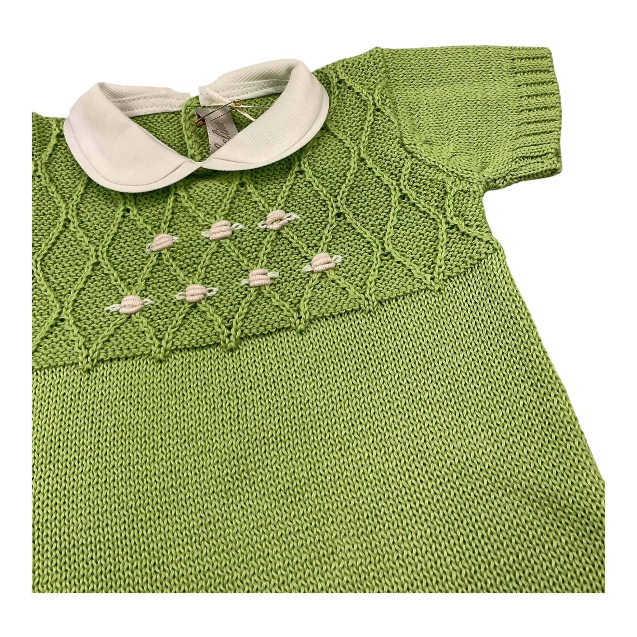 Gughelino Pagliaccetto In Filo Tinta Unita con Colletto In Contrasto per Neonata 3041 VERDE GUGHELINO 