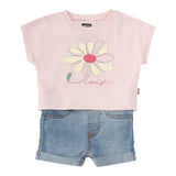 Levi'S Completo 2 Pezzi T-Shirt-Short In Denim per Neonata 1EK065 ROSA LEVI'S 