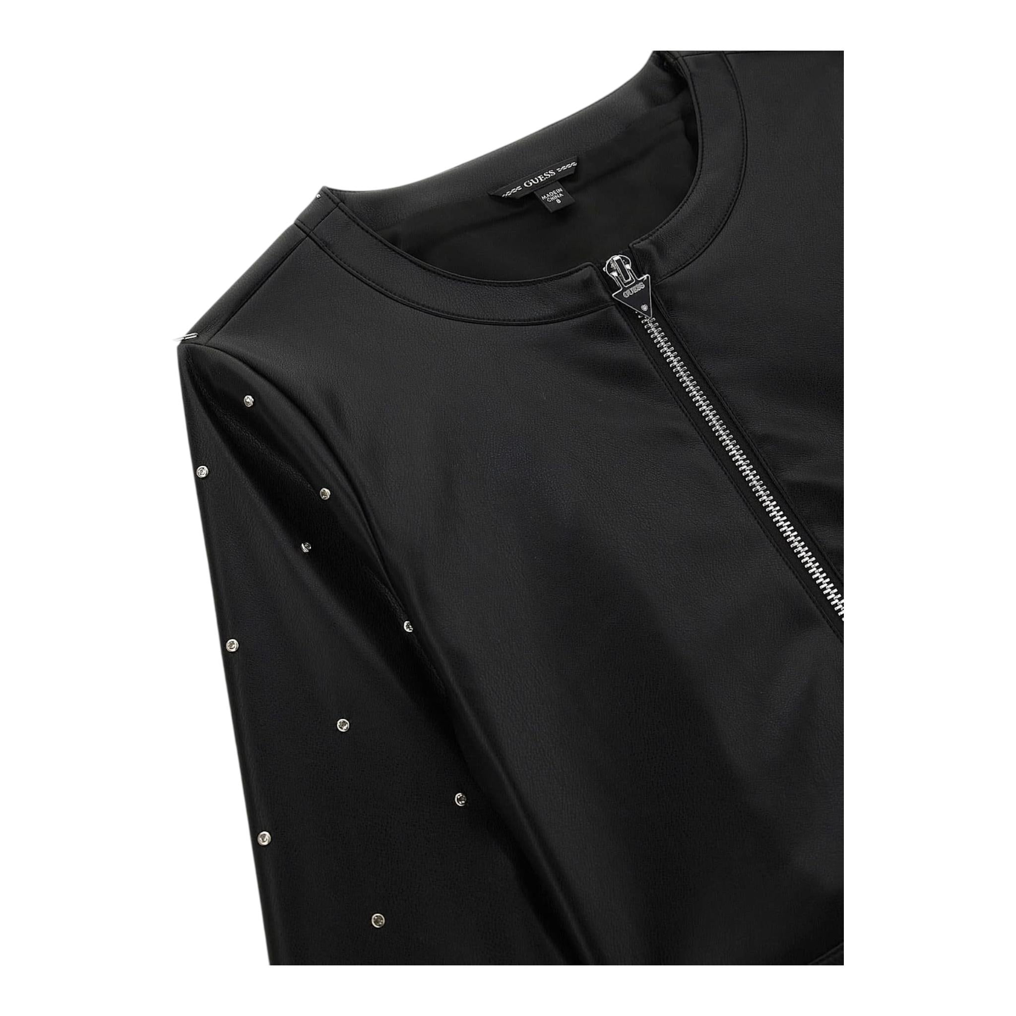 Guess Giubbino In Ecopelle Modello Crop con Zip per Bambina J4RL06WE8D0 NERO GUESS 