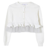 Simonetta Cardigan Tinta Unita Con Tulle Panna Per Bambina