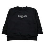 Balmain Felpa Chiusa Girocollo tinta unita con Logo Nero per Neonato V4560NX NERO BALMAIN 