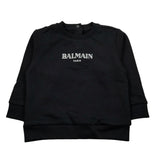 Balmain Felpa Chiusa Girocollo tinta unita con Logo Nero per Neonato V4560NX NERO BALMAIN 