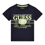Guess T-Shirt Girocollo Tinta Unita con Stampe per Bambino N5RI23K8HM4X BLU GUESS 