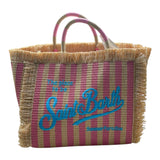 Saint Barth Borsa di Paglia Tinta Unita con Fantasia A Righe per Bambina 00407L BEIGE SAINT BARTH 