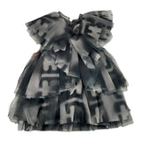Elisabetta Franchi Abito Giromanica Tinta Unita Cn Tulle Nero Per Bambina