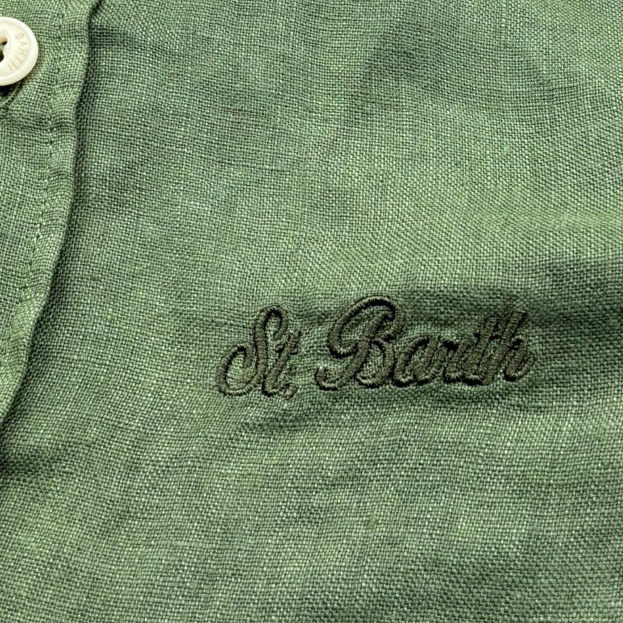 Saint Barth Camicia Tinta Unita con Colletto Coreano per Bambino LINEN VERDE SAINT BARTH 