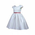 Monnalisa Abito Cerimonia Tinta Unita con Cintura per Bambina 719925 BIANCO MONNALISA 