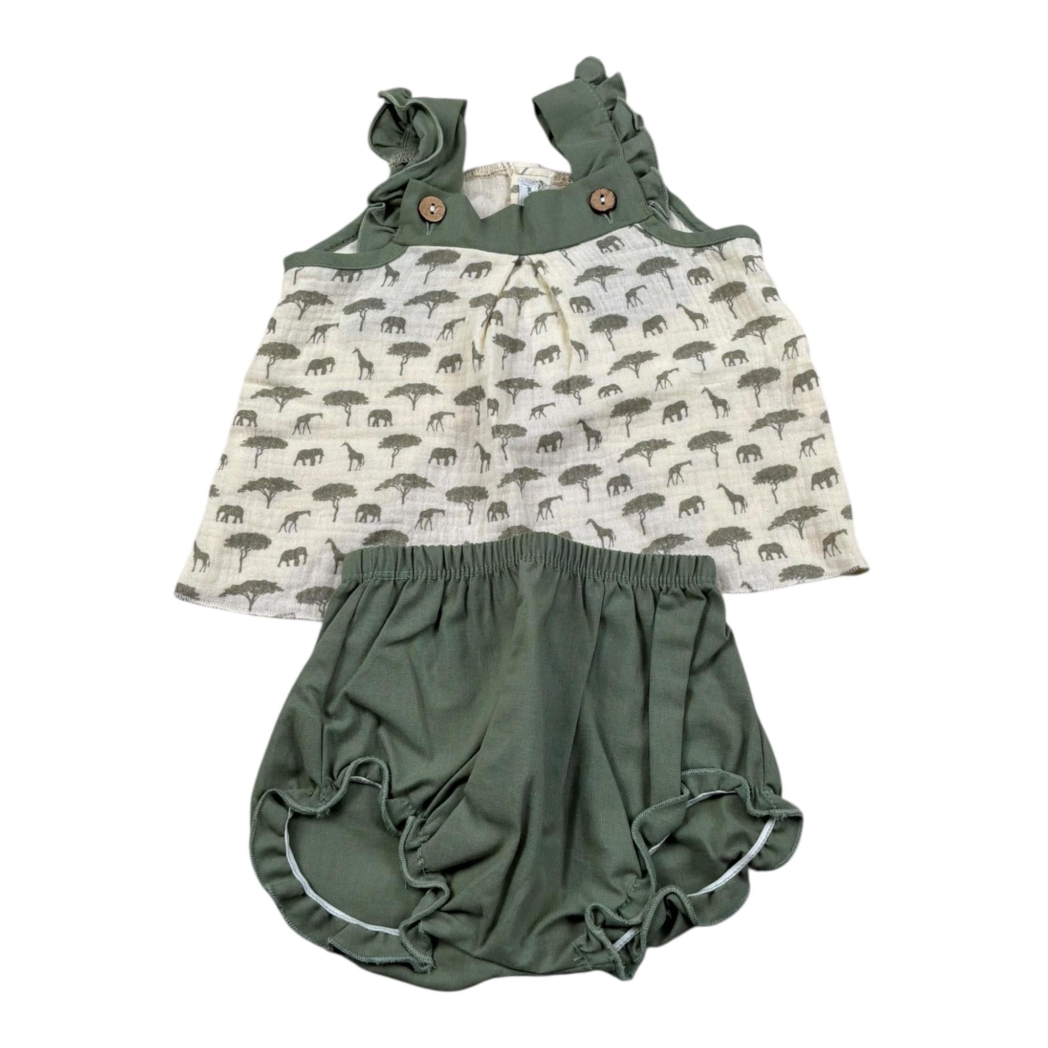 Calamaro Completo 2 Pezzi Camicia-Culotte per Neonata 17720 VERDE CALAMARO 