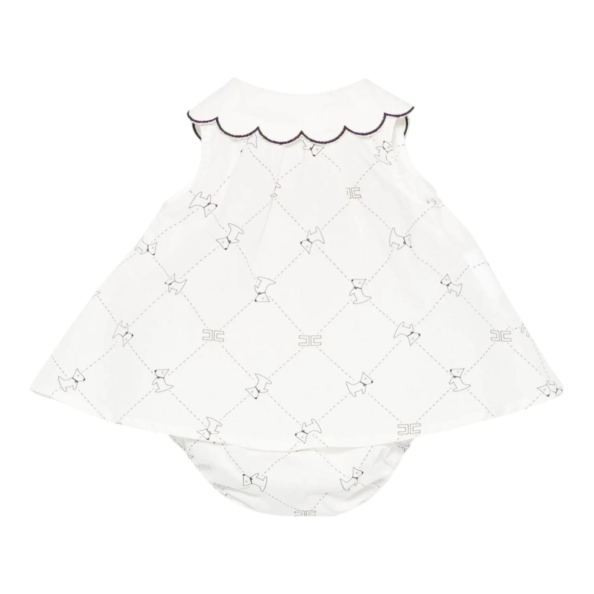 Elisabetta Franchi Completo 2 Pezzi Camicia-Coulotte Tubta Unita con Stampa per Neonata ENCD096 BIANCO ELISABETTA FRANCHI 