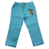 Moschino Pantalone Tinta Unita con Elastico In Vita e Logo Azzurro per Neonato