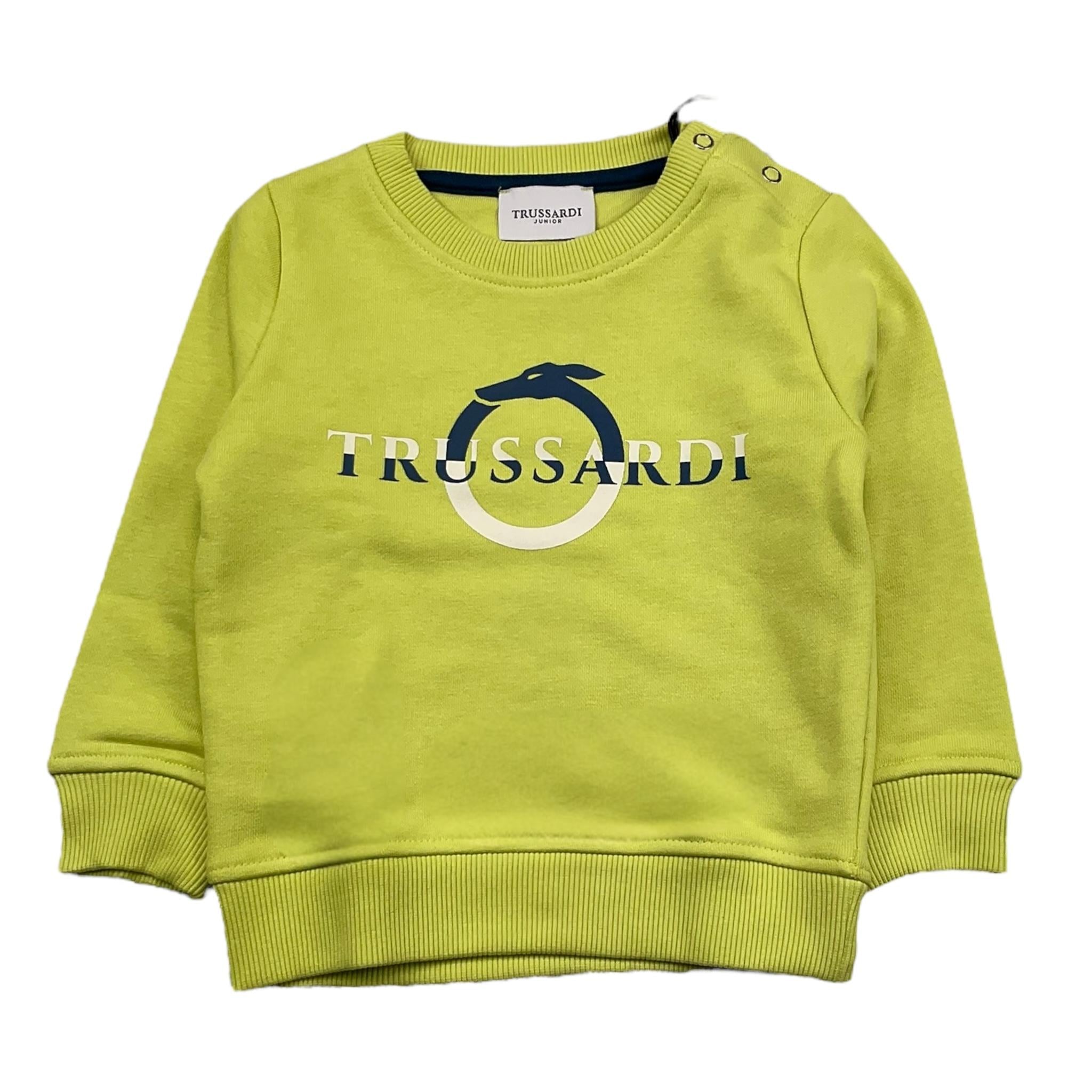 TRUSSARDI felpa chiusa girocollo tinta unita con stampa Verde per Neonato TIA24048FE VERDE TRUSSARDI 