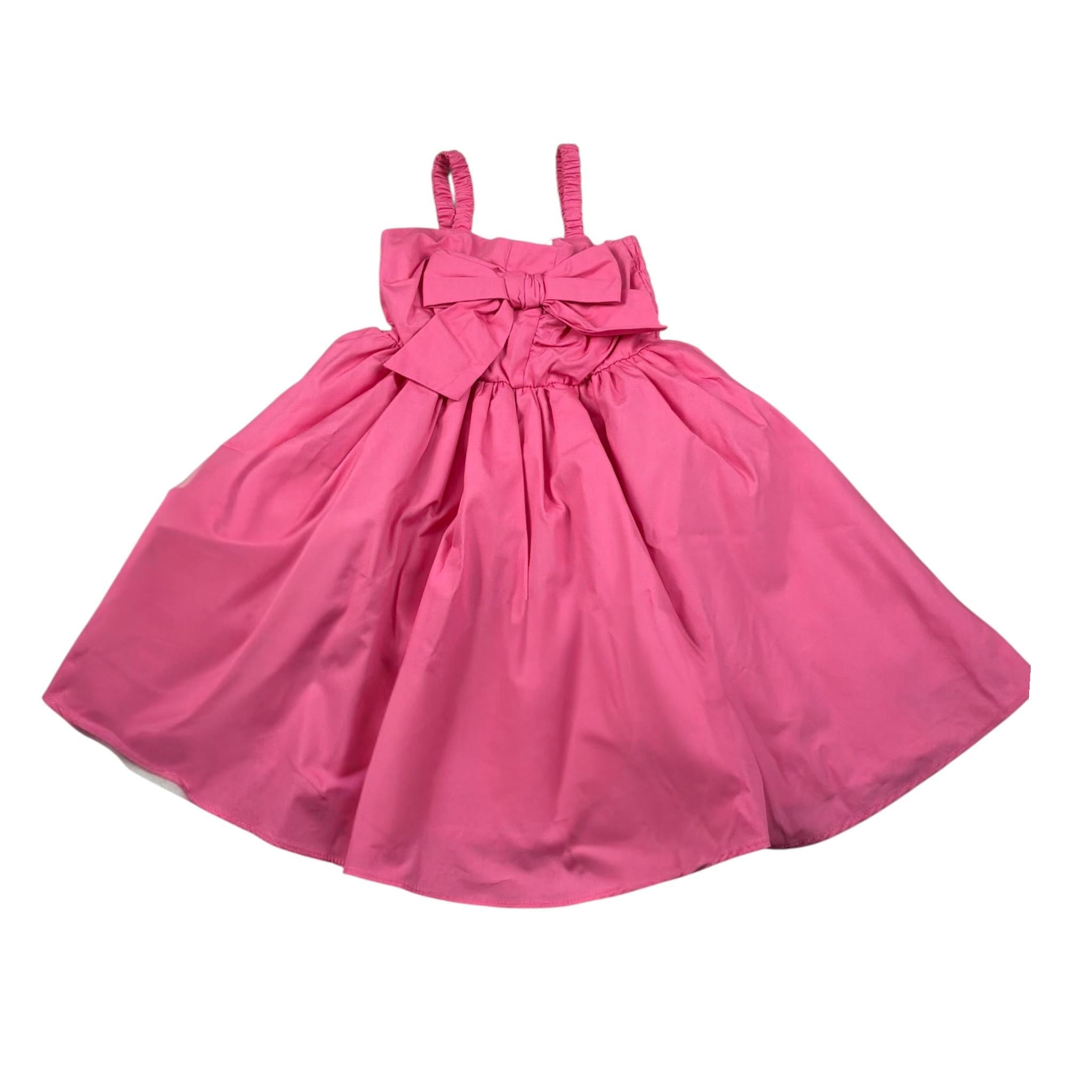 M+E' Abito Giromanica tinta unita con Fiocco Rosa per Bambina UE1398 ROSA M+E' 